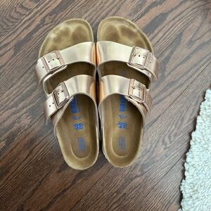 Birkenstock sandals Arizona Soft Footbed metallic copper size 40 EU 9-9.5 USA